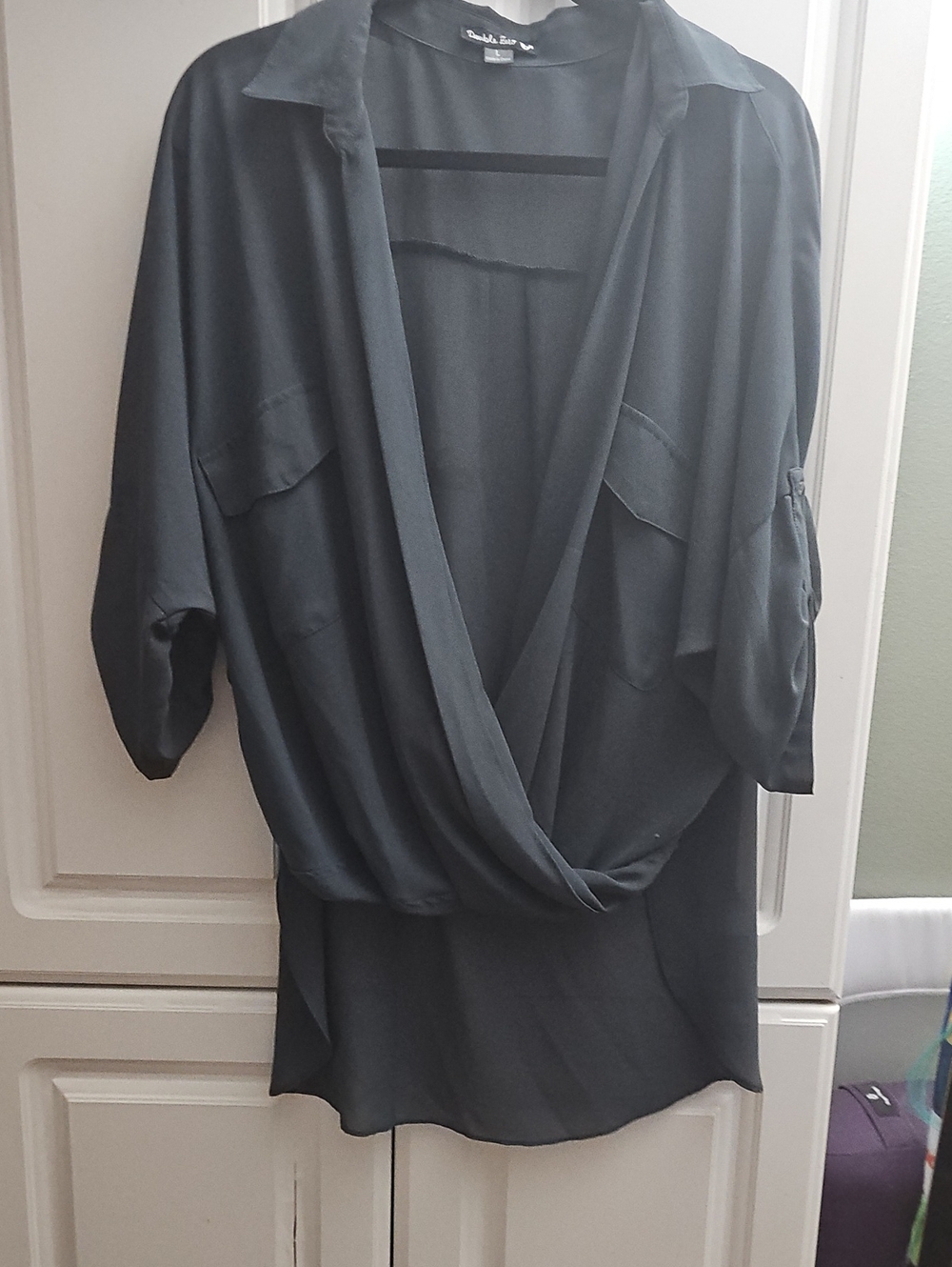 ⚜️ Charcoal Wrap-Style High/Low Draped Tunic
